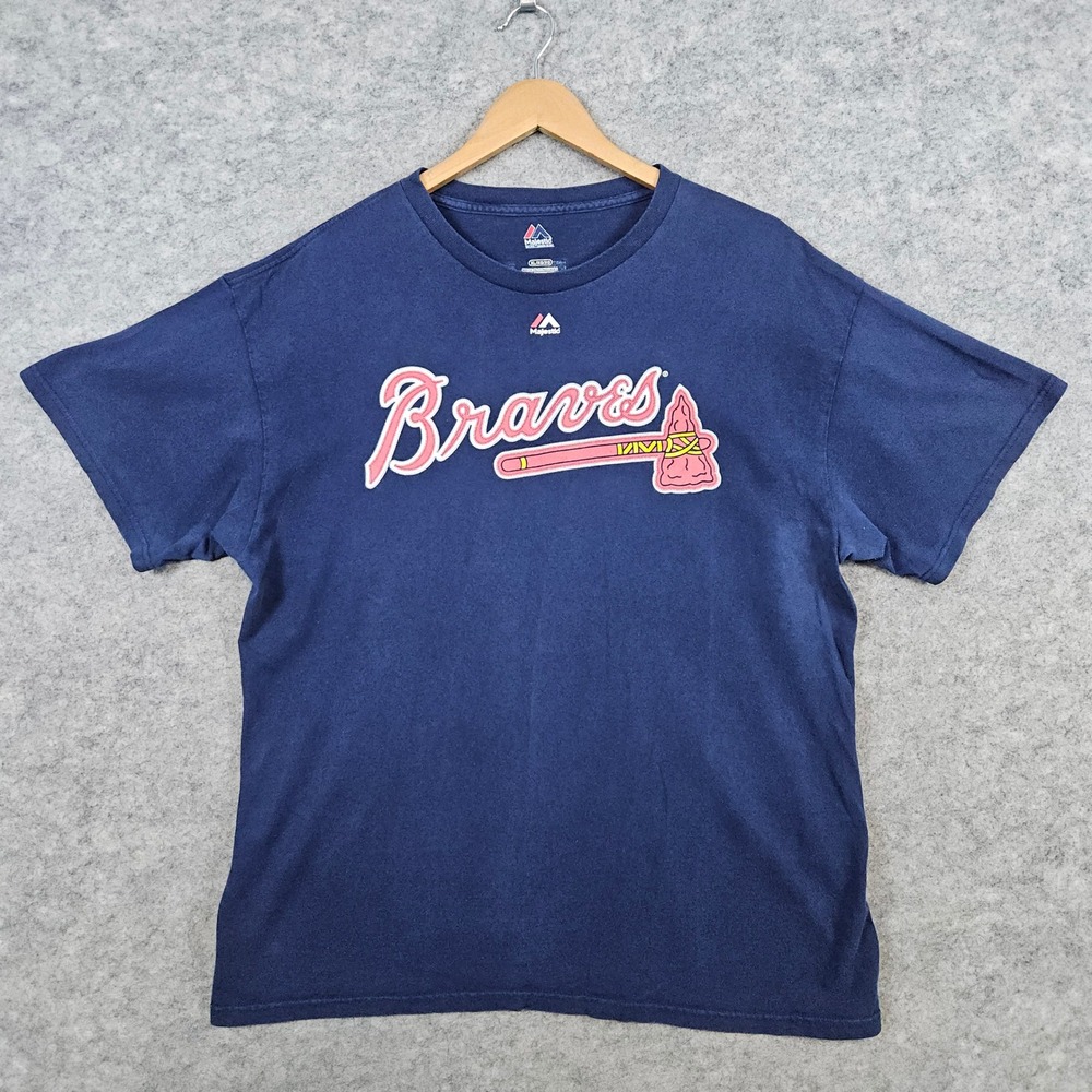 Majestic Atlanta Braves Freddie Freeman T-Shirt Baseball Graphic Tee XL‎ STAINS